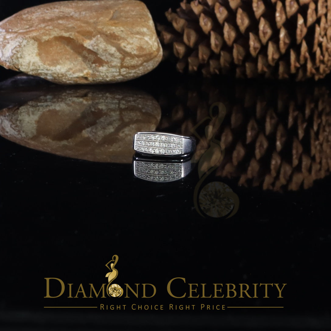 DiamondCelebritees Diamond Celebrity 925 White Sterling Silver 27 Cubic Zirconia Mens Ring Size 8.5