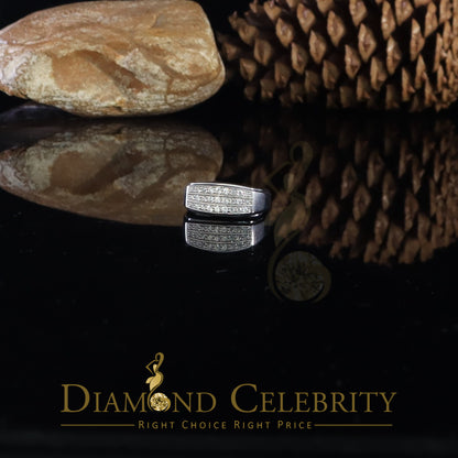 DiamondCelebritees Diamond Celebrity 925 White Sterling Silver 27 Cubic Zirconia Mens Ring Size 8.5
