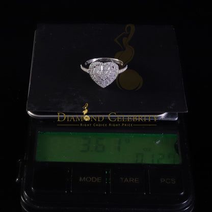 DiamondCelebritees Womens Heart 925 White Silver 1.00ct VVS 'D' Baguette Moissanite Ring Size 7
