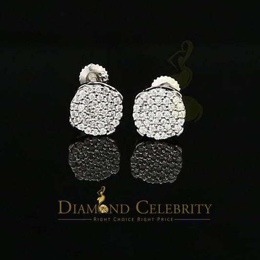 DiamondCelebritees  925 White Silver Aretes Para Hombre 0.30ct Cubic Zirconia Women's Round Earrings