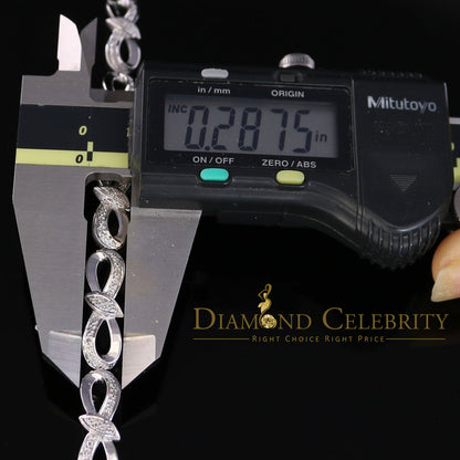 Diamondcelebritees 925 Sterling Silver Infinity Style 0.15CT Real Diamond Bracelet Size 7.5 Inch
