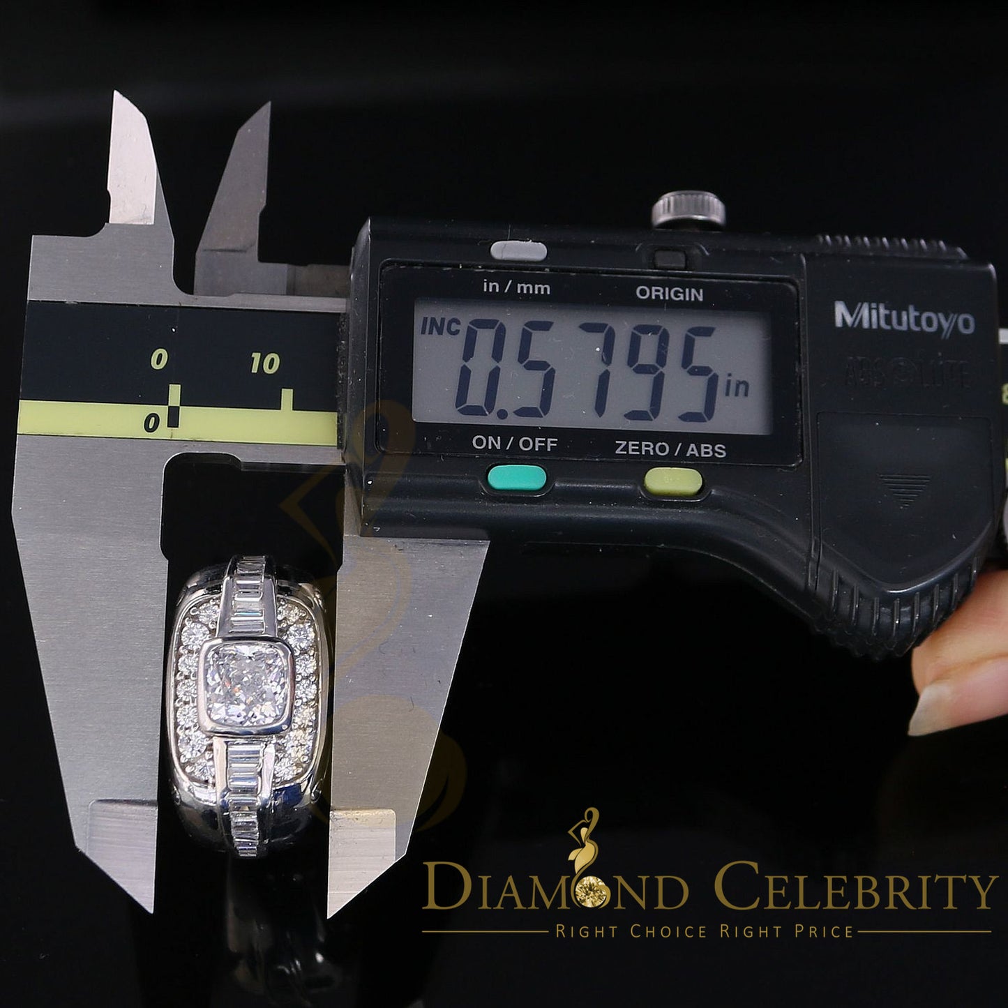 DiamondCelebritees 925 White Sterling Silver Cubic Zirconia 6.10ct Men Square Shape Ring Size 11