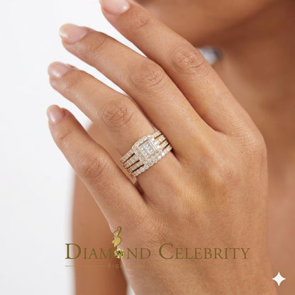 DiamondCelebritees 925 Sterling Yellow Square 2.08ct Cubic Zirconia Silver Wedding Womes Ring SZ 6