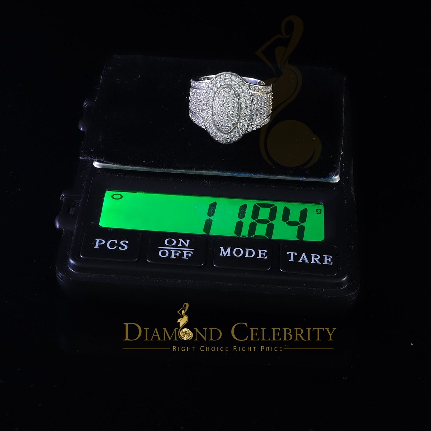 DiamondCelebritees 925 Sterling Silver White 7.50ct Cubic Zirconia Oval Engagement Men's Ring SZ 9