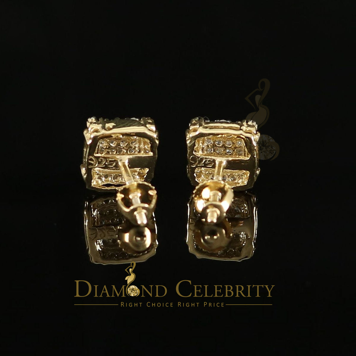 DiamondCelebritees 0.25ct Diamond 925 Silver Yellow Square Earring For Men's / Women's stud