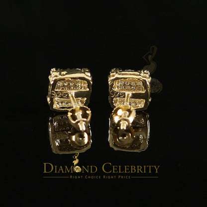 DiamondCelebritees 0.25ct Diamond 925 Silver Yellow Square Earring For Men's / Women's stud