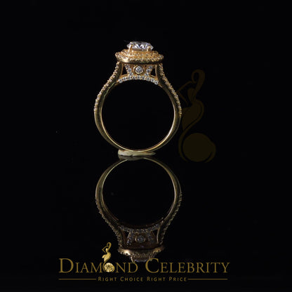 King Of Blings  10K Yellow Gold 2.00CT VVS/ D Color Round Solitaire Moissonite Womens Ring S/7