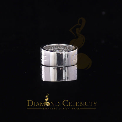 DiamondCelebritees Sterling White Silver 4.50ct Cubic Zirconia Band Fashion Men's Ring Size 9.5
