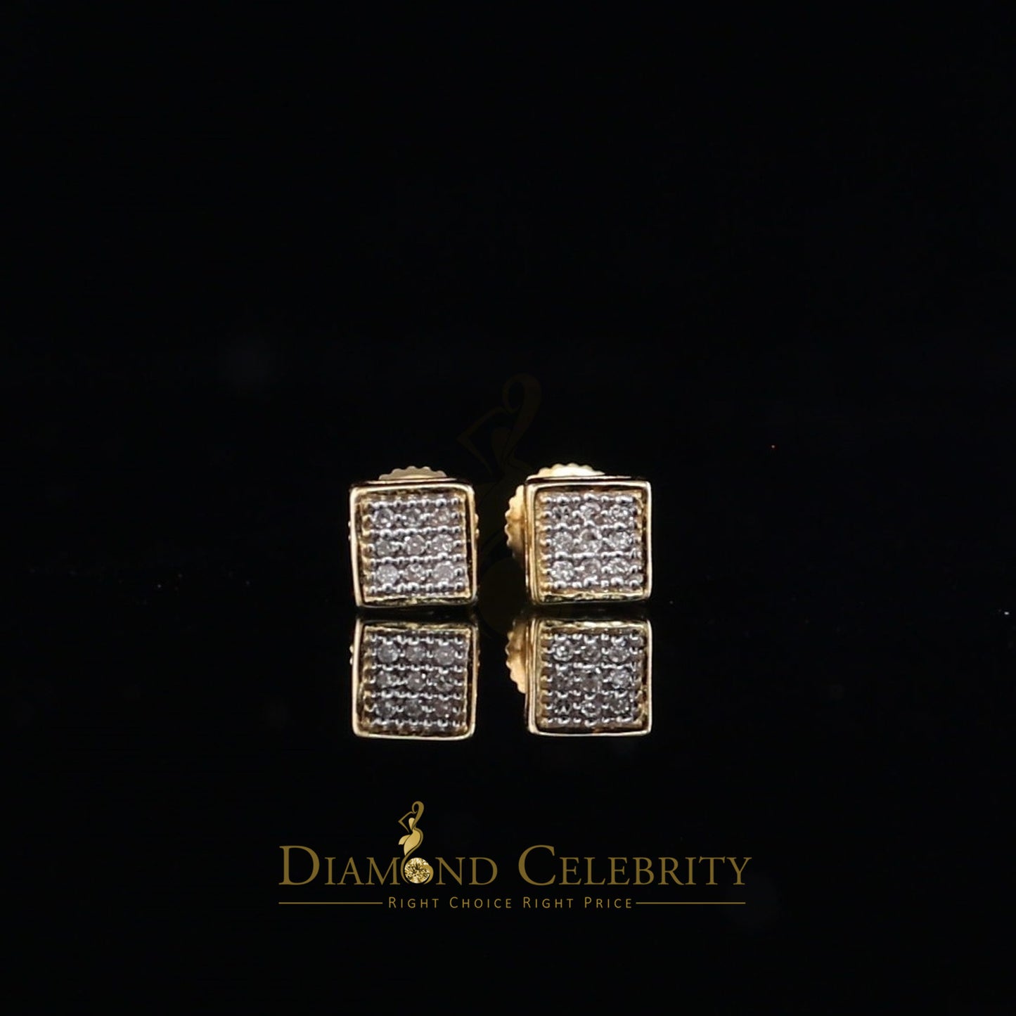 DiamondCelebritees 0.05CT Real Diamond 10K Real Yellow Gold with Men's/Women's Stud Micro Earring