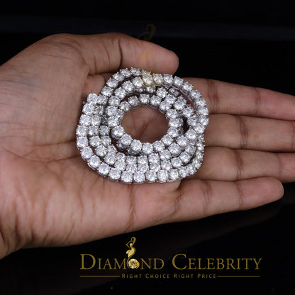 DiamondCelebritees Tennis Necklace 925 Silver White Moissanite size 20 inch & Width 5.2mm