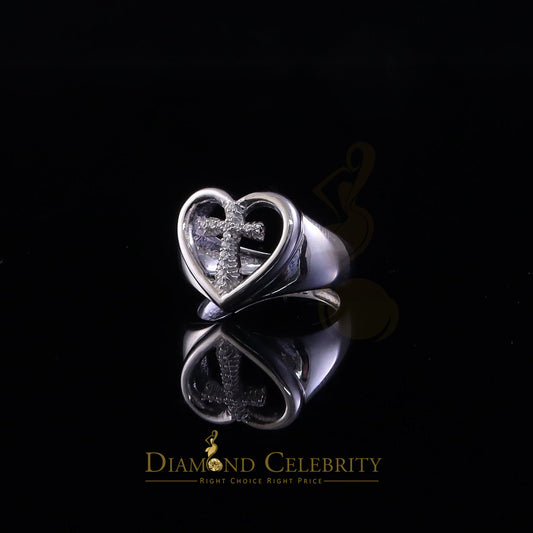 DiamondCelebritees 925 White Silver 0.12ct Cubic Zirconia Heart Engagement Womens Ring Size 7