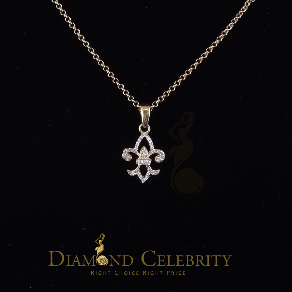 DiamondCelebritees Promise Yellow Sterling Silver Fleur de Lis Pendant with 0.30ct Cubic Zirconia