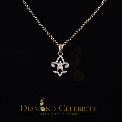 DiamondCelebritees Promise Yellow Sterling Silver Fleur de Lis Pendant with 0.30ct Cubic Zirconia