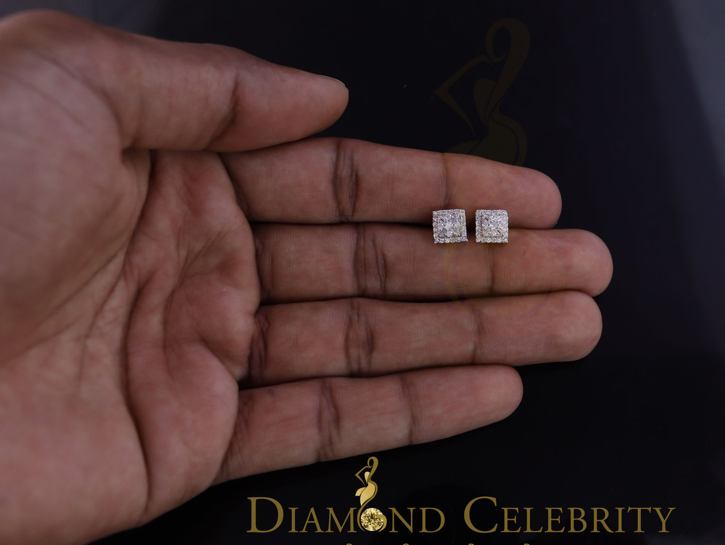 DiamondCelebritees  925 Yellow Starling Silver 0.74ct Cubic Zirconia Square Women's / Men's Earrings