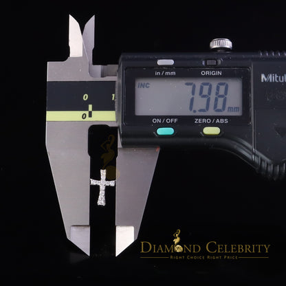 Diamondcelebritees 925 Silver Round Shape White Hip Hop Cross Stud Earrings 22 Moissanite for Women