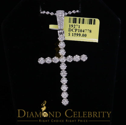 DiamondCelebritees  Real 0.66ct Diamond Sterling Silver CROSS Charm Necklace Fashion Pendant White