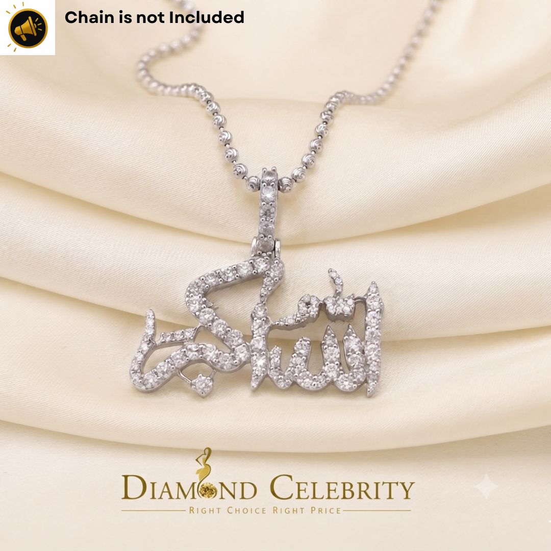 Diamondcelebritees  White 925 Sterling Silver with Allah-hu-Akbar Pendant 5.70ct Moissanite
