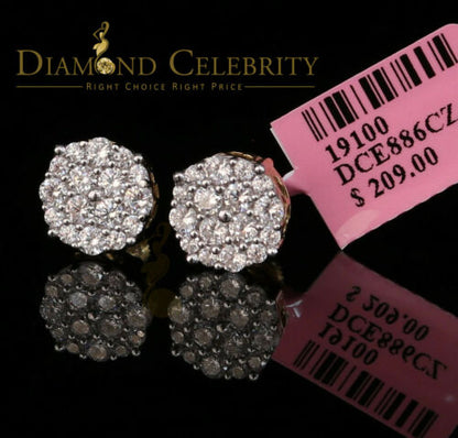 DiamondCelebritees  925 Sterling Yellow Silver 2.96ctCubic Zirconia Round Women's Stud Earrings