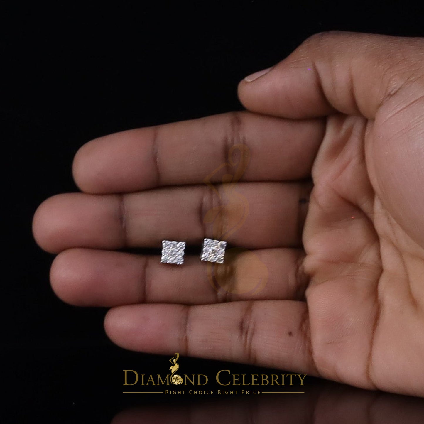 Diamondcelebritees New Women's/Men's 925 Silver White 1.00ct VVS D Moissanite Square Stud Earrings