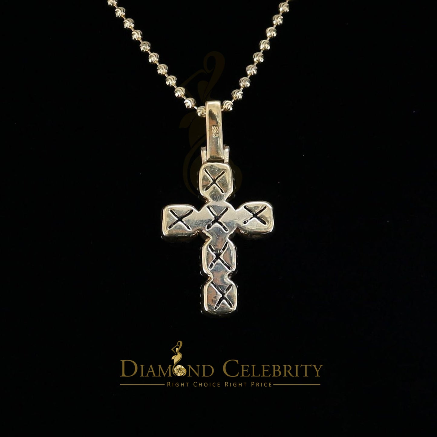 DiamondCelebritees Yellow 925 Sterling Silver Cross Fashion Pendant 8.03ct Cubic Zirconia Stone