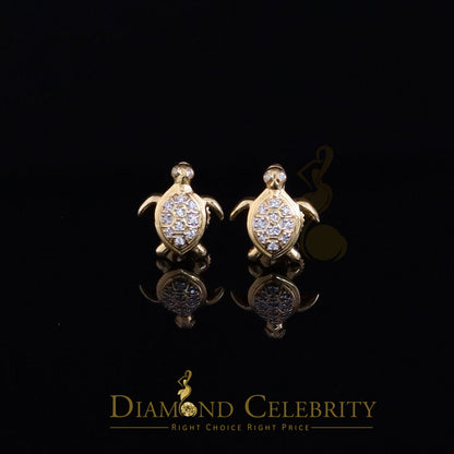 DiamondCelebritees  Women's 0.14ct Cubic Zirconia Turtle Stud Earrings Yellow 925 Sterling Silver