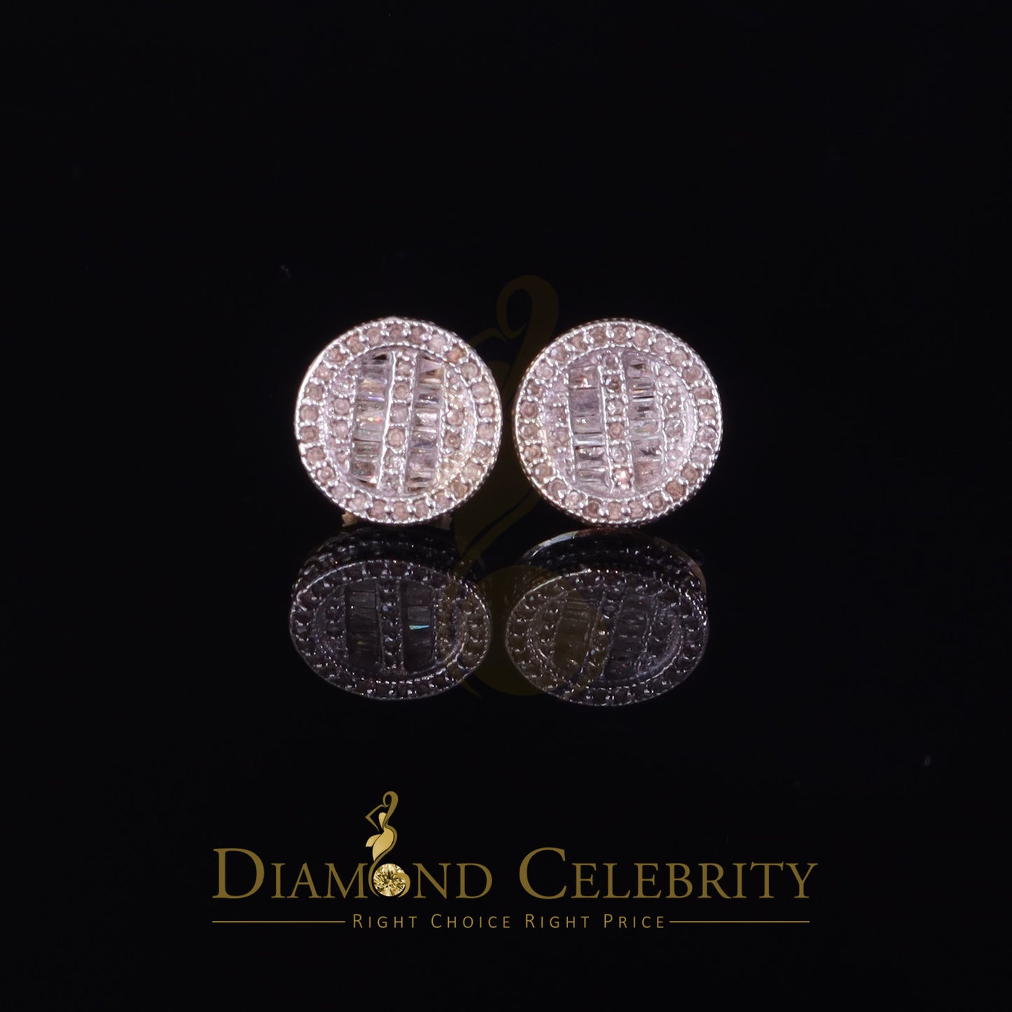 DiamondCelebritees 0.33ct Diamond 925 Sterling White Silver For Men's & Womens Stud Round Earring