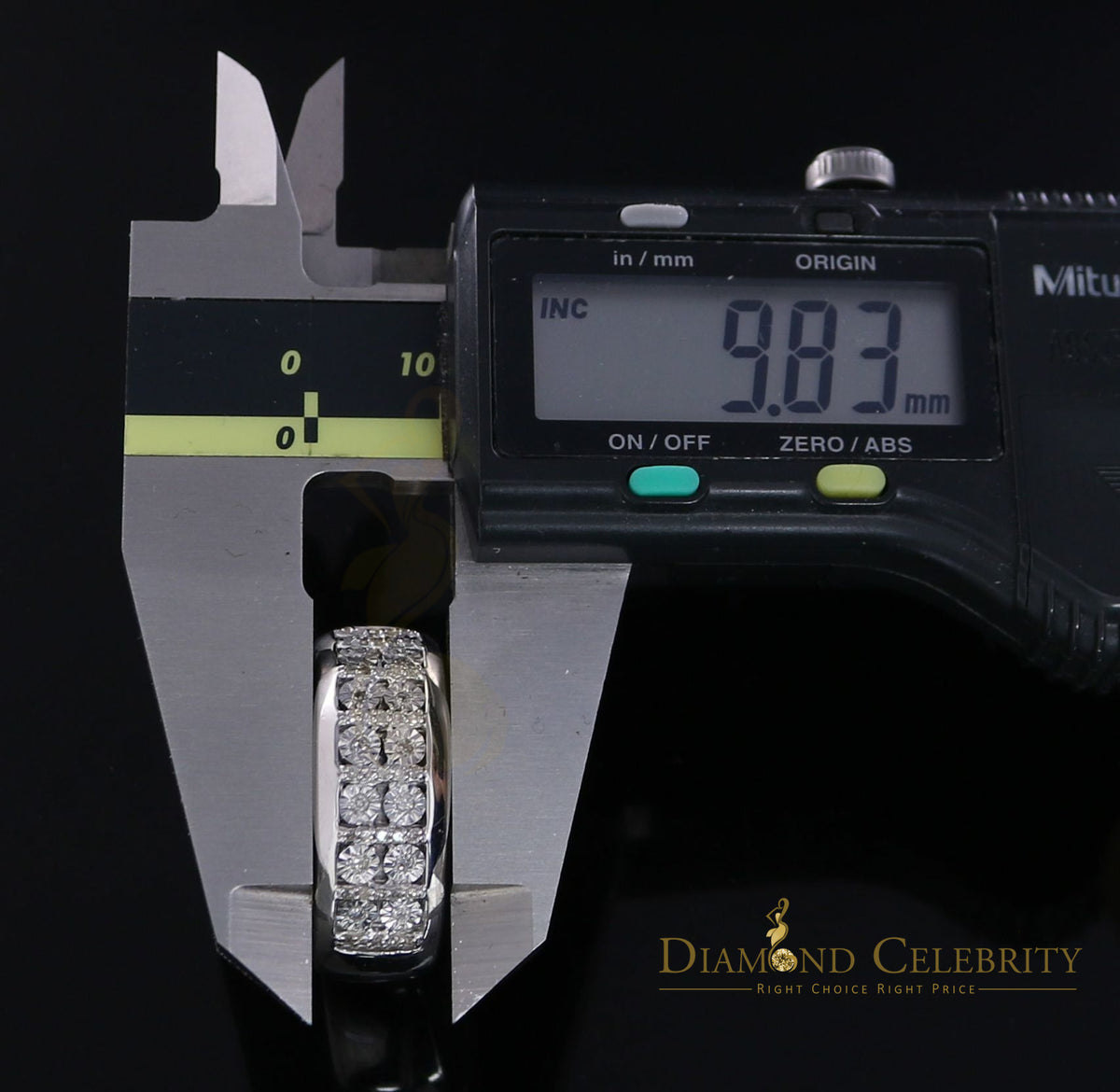 DiamondCelebritees 0.20CT Real Diamond Men's Silver White Micro-Pave Ring Size 11 in Band Style
