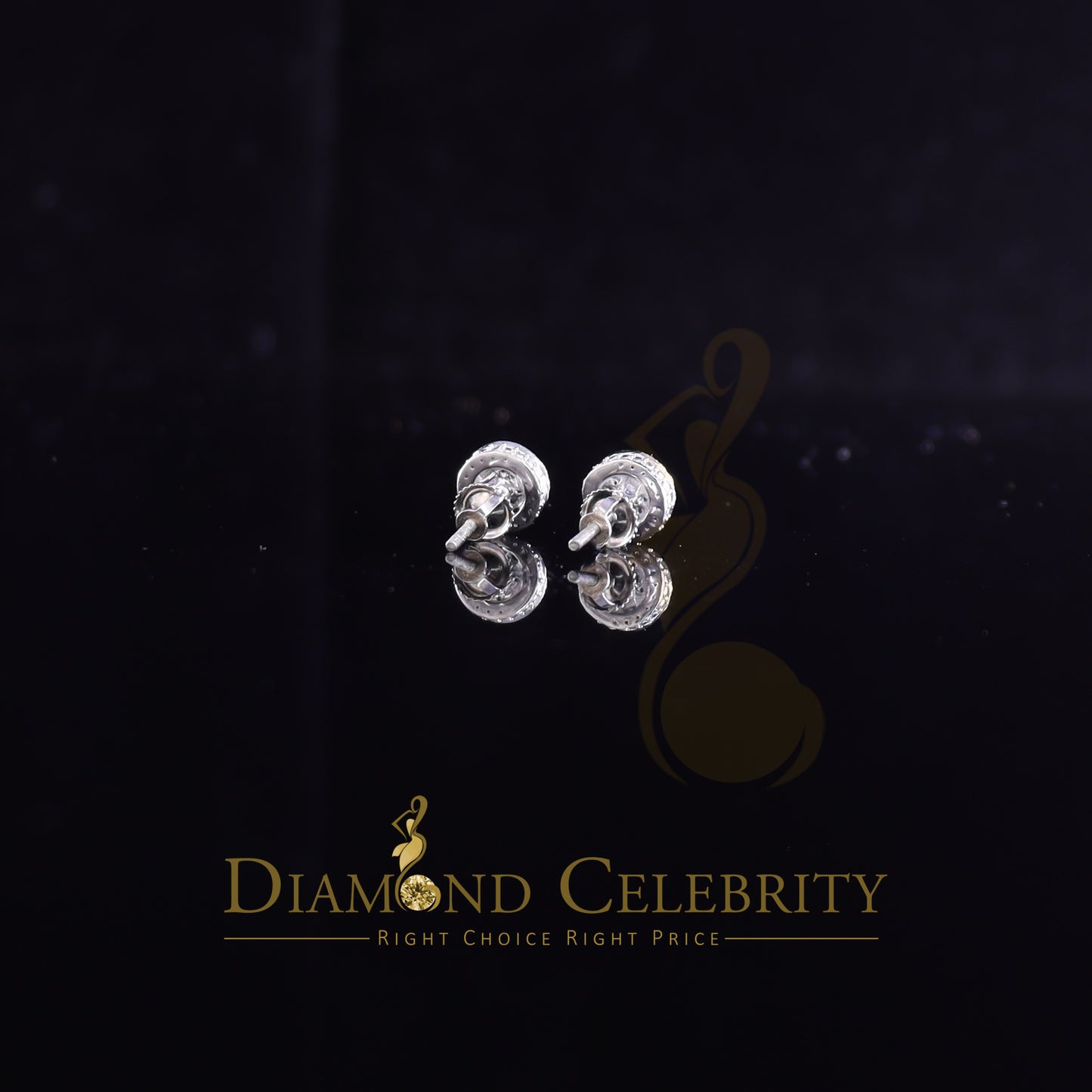 DiamondCelebritees 925 White Silver 0.20ct Real Diamond Women's/Men's Round Fashion Earrings