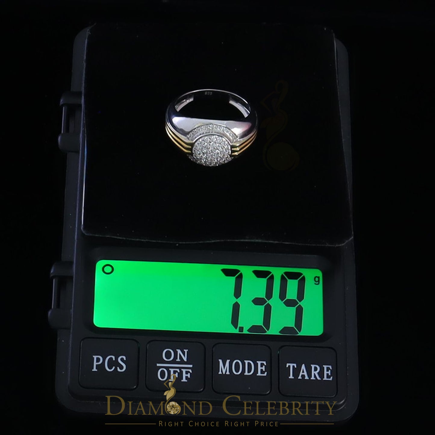 DiamondCelebritees Silver Sterling White 0.65ct Cubic Zirconia Round Wide Band Men Ring Big SZ 11