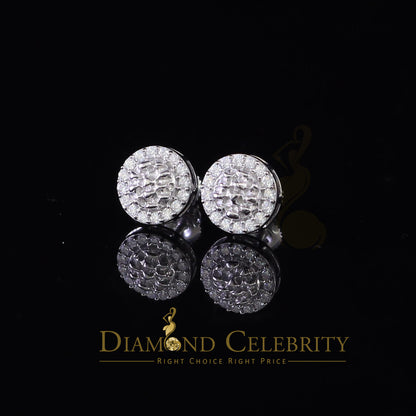 Diamondcelebritees 1.00ct Moissanite White 925 Sterling Silver Women's Circle Shape Nugget Earrings