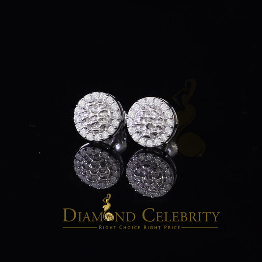 Diamondcelebritees 1.00ct Moissanite White 925 Sterling Silver Women's Circle Shape Nugget Earrings