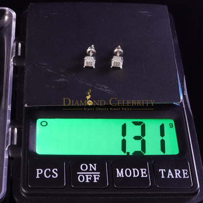DiamondCelebritees Aretes Para Hombre 0.05ct Diamond 925 Silver Women & Men Square White Earrings