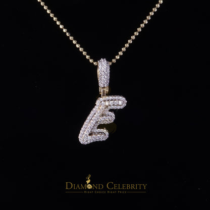DiamondCelebritees Yellow Cursive 3D Alphabet Shape 925 Sterling Silver Cubic Zirconia Pendant