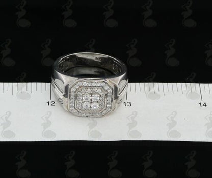 DiamondCelebritees Men's 925 Sterling White Silver Octagon 1.50ct Cubic Zirconia Ring Size 12