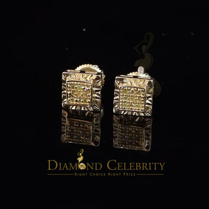 DiamondCelebritees 0.05ct Yellow Diamond 925 Sterling Silver For Men's / Women's Square Earrings