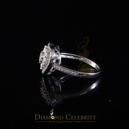 DiamondCelebritees Womens Heart 925 White Silver 1.00ct VVS 'D' Baguette Moissanite Ring Size 7