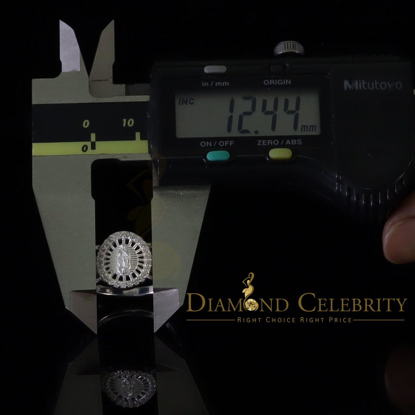 DiamondCelebritees Our Lady Guadalupe White CZ 925 Silver Virgin Merry in Aura Women's Ring SZ 10