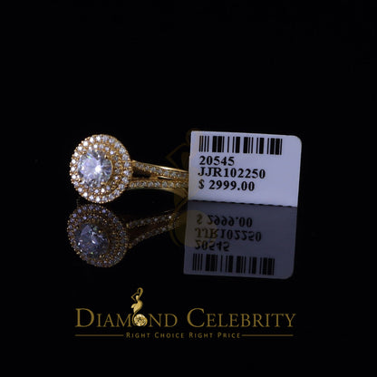 King Of Blings  10K Yellow Gold 2.00CT VVS/ D Color Round Solitaire Moissonite Womens Ring S/7