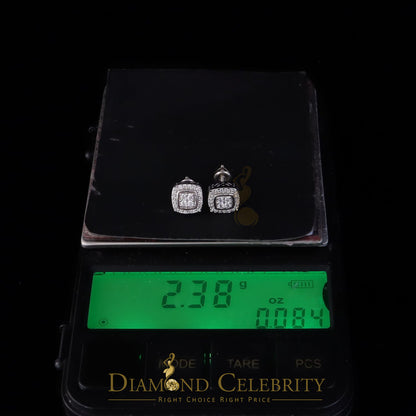 DiamondCelebritees  925 White Sterling Silver 0.85 ct Cubic Zirconia Women's Hip Hop Square Earrings