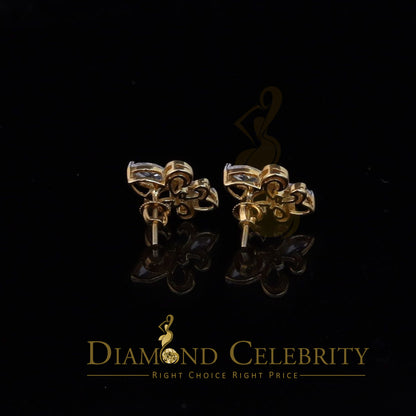 DiamondCelebritees  925 Yellow Silver Ladies Fleur de Lis Screw Back 2.43ct Cubic Zirconia Earrings