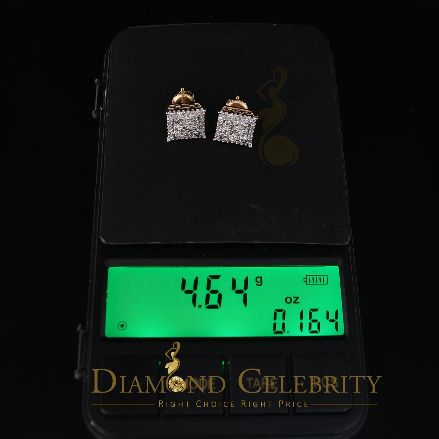 DiamondCelebritees 10K Real Yellow Gold with 1.20CT Real Diamond Men's/Women's Stud Earrings