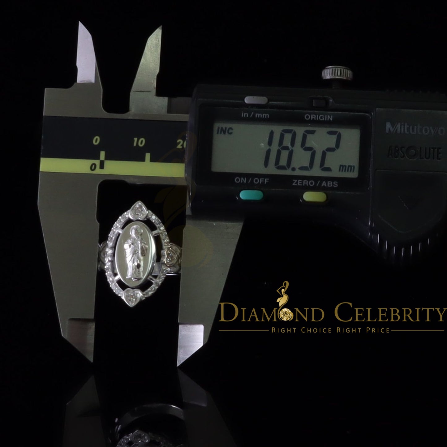DiamondCelebritees White 925 Silver Saint Jude Thaddeus CZ Women's Medallion Religious Ring SZ 6