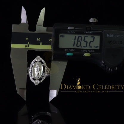DiamondCelebritees White 925 Silver Saint Jude Thaddeus CZ Women's Medallion Religious Ring SZ 6