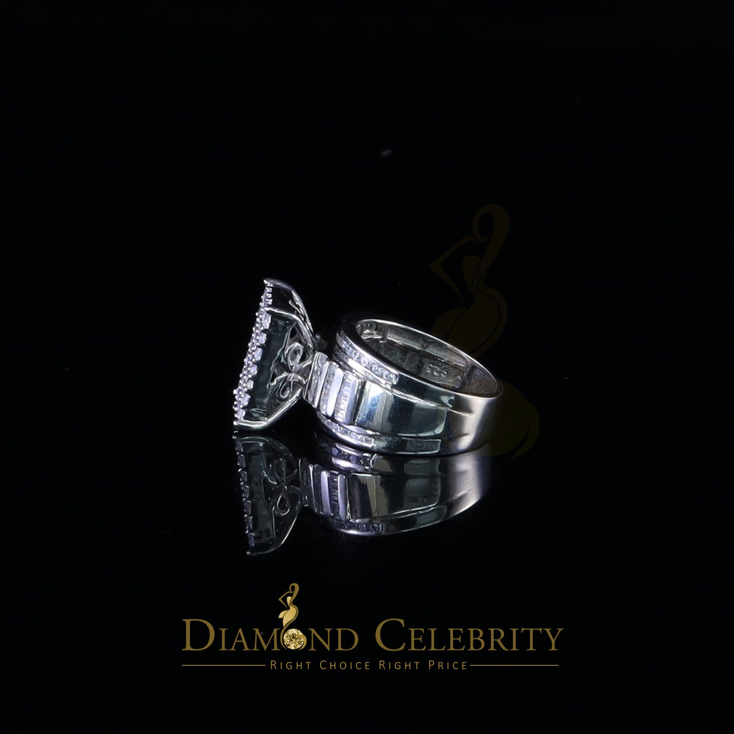 DiamondCelebritees 925 Sterling White Silver Square 4.20ct Cubic Zirconia Womens Ring Size 8