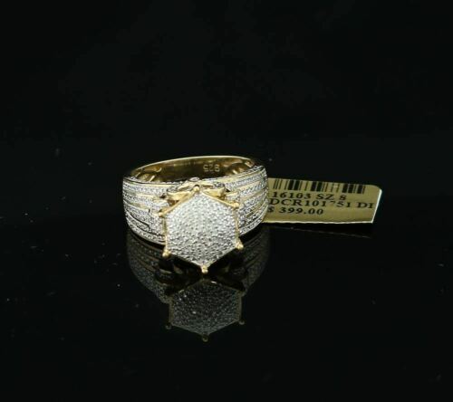 King Of Bling's 0.20 CT Real Diamond Womens 925 Sterling Silver Yellow Ring Cocktail Size 8