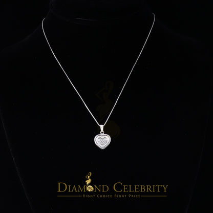 DiamondCelebritees  Real 0.25ct Diamond 925 Sterling Silver HEART Charm Necklace Pendant in White