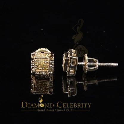 DiamondCelebritees 0.05ct Yellow Diamond 925 Sterling Silver For Men's / Women's Square Earrings