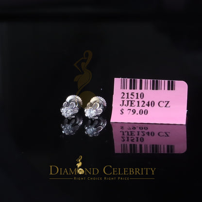 DiamondCelebritees  0.10ct Silver Cubic Zirconia European cut White Buttercup Stud Earings Women's