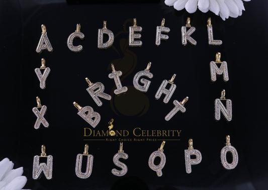 DiamondCelebritees Yellow Bugutte Initial All Alphabet Sterling Silver Pendant with Cubic Zirconia