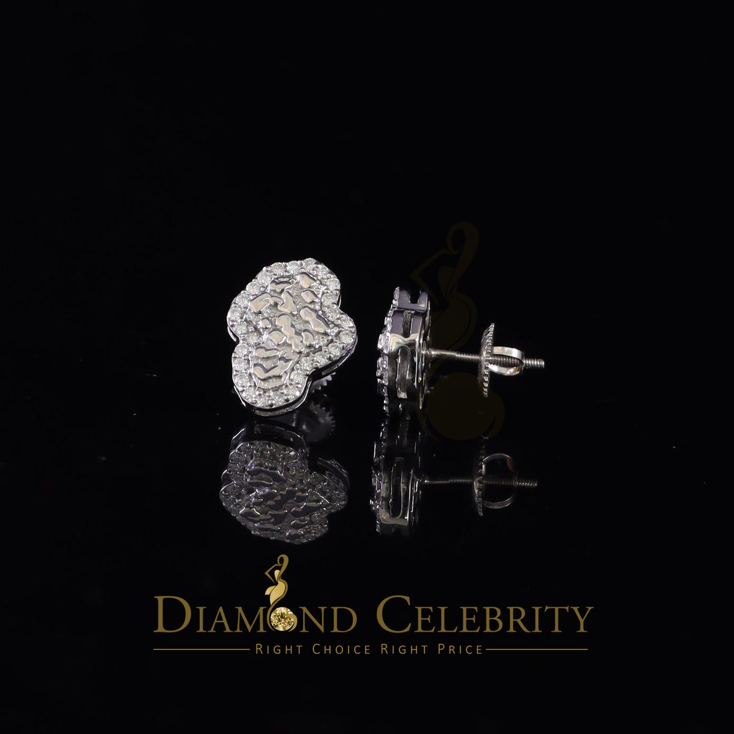 Diamondcelebritees 1.50ct Moissanite White 925 Sterling Silver Women's Nugget Earrings